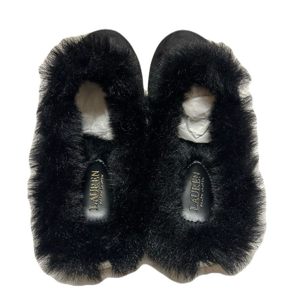 NEW Lauren Ralph Lauren Size 6.5 Black Sheep Suede Jimmy Mule Sneaker w Faux Fur - Picture 6 of 7